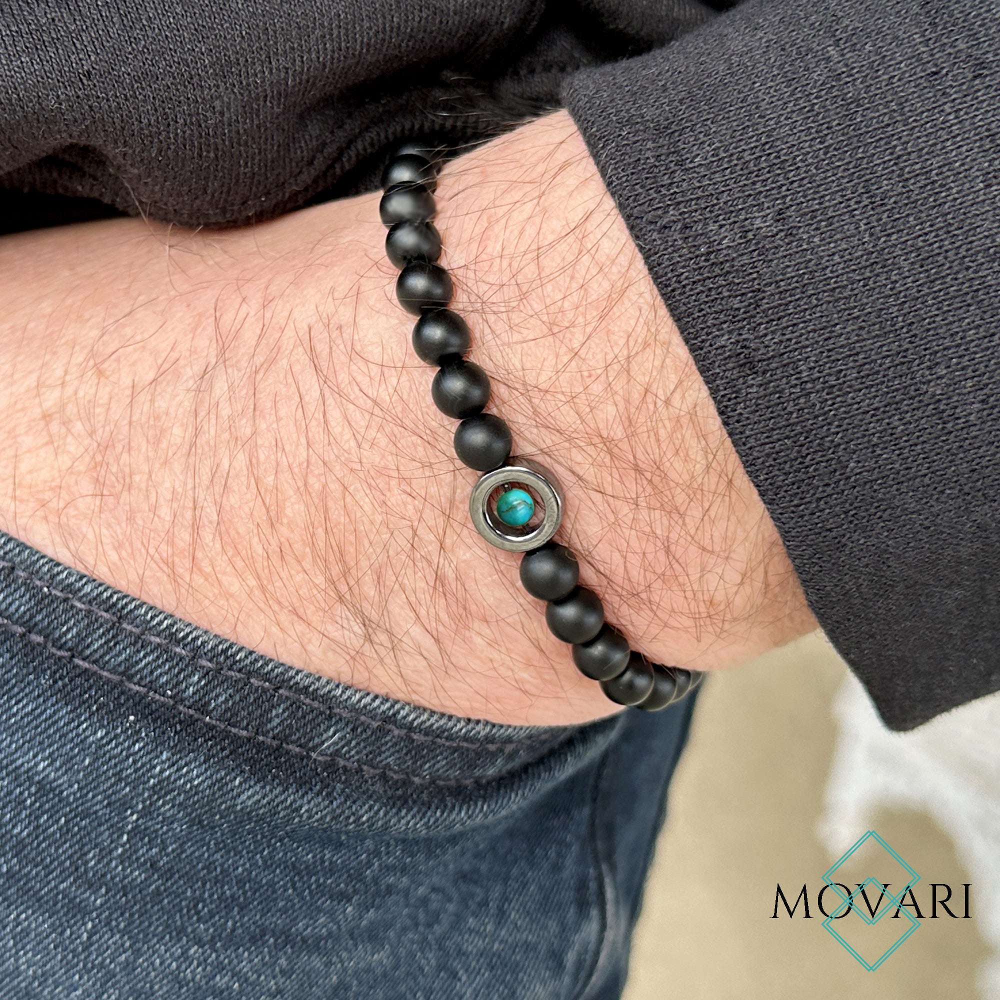 Floating Turquoise Bracelet 6mm Beaded December Birthstone