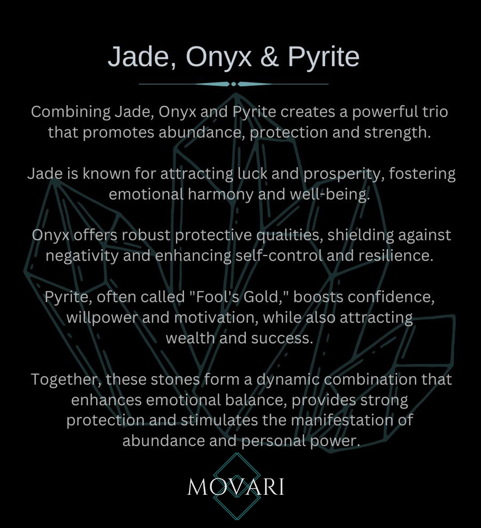 Jade Onyx and Pyrite stone meaning