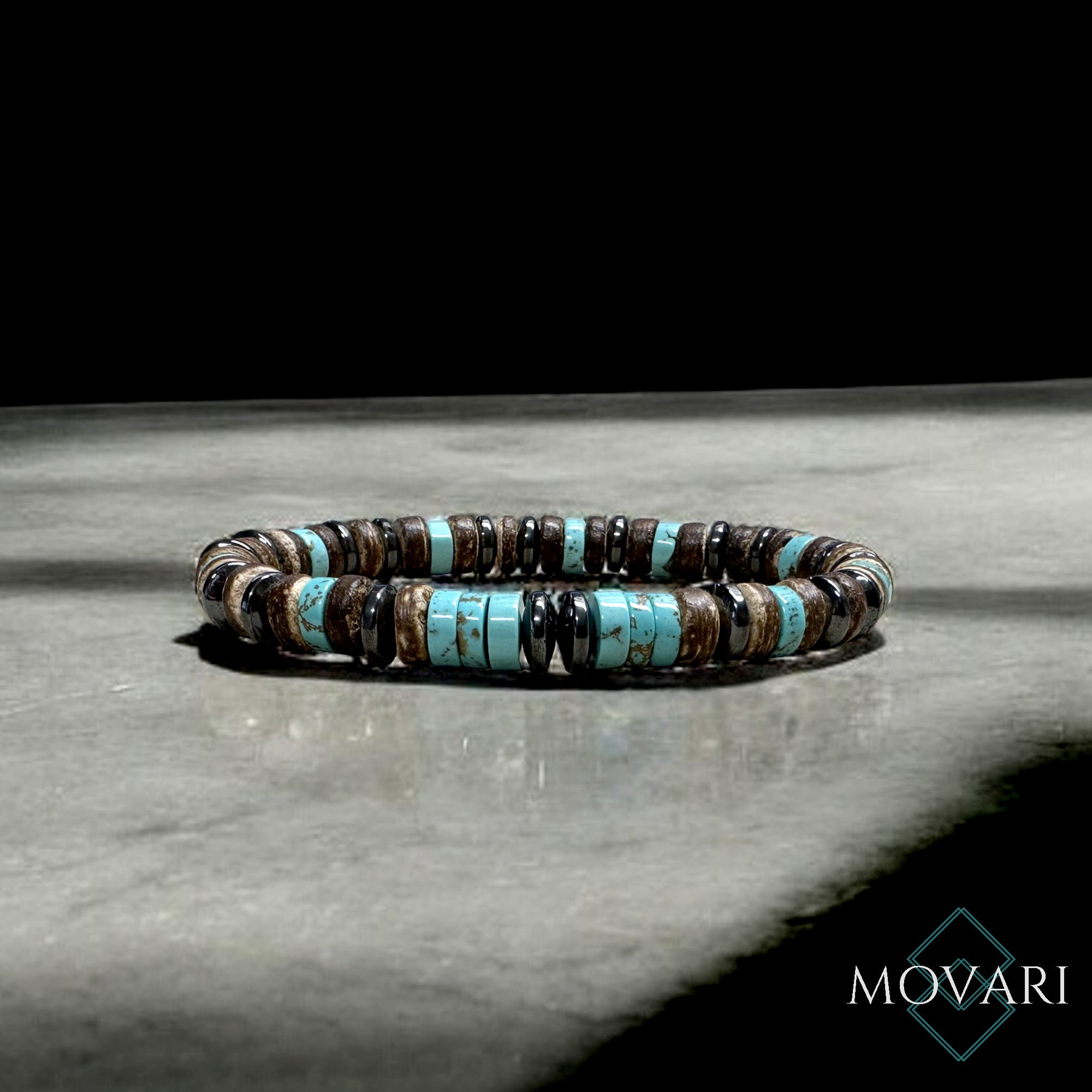 turquoise and hematite bracelet heishi