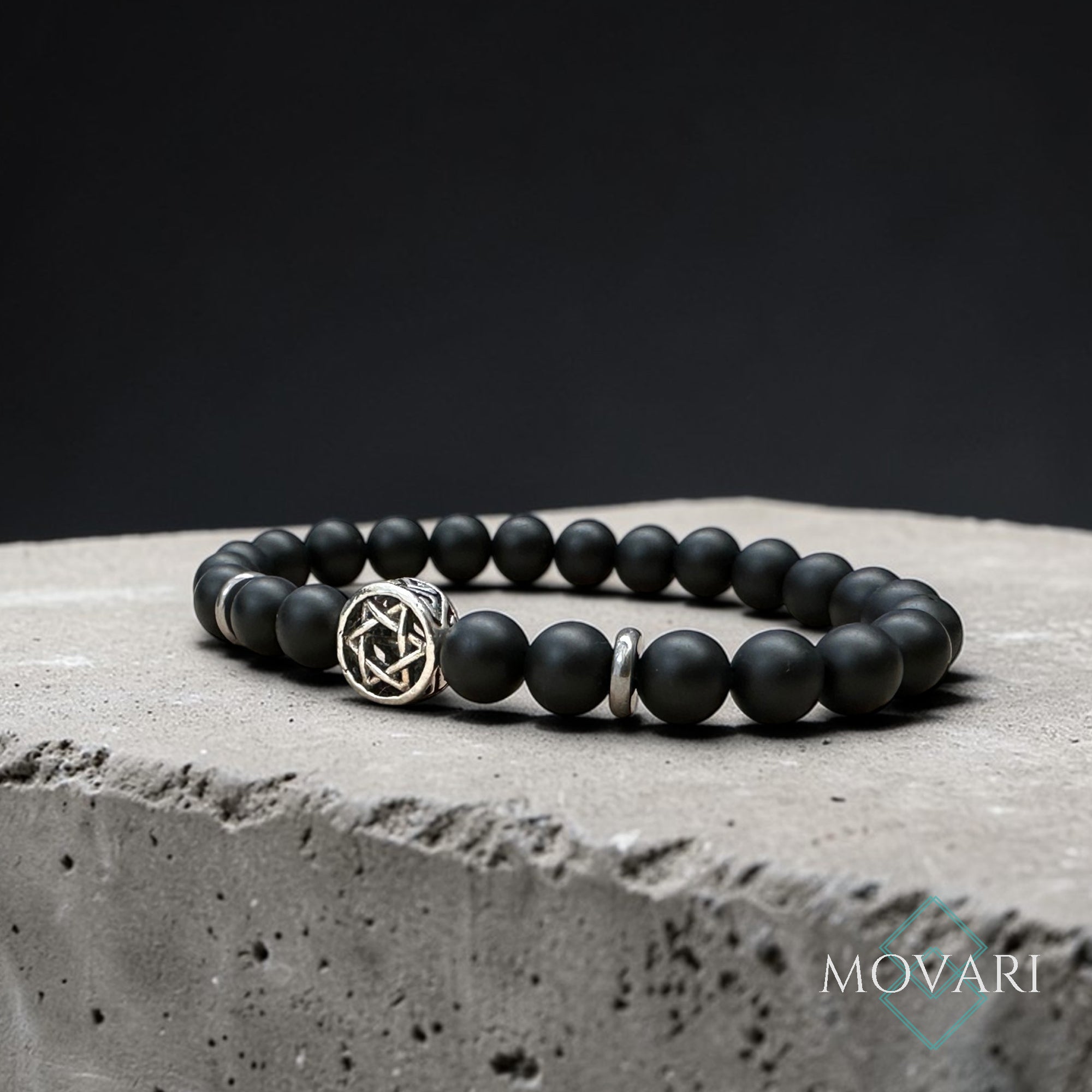 Star of David Bracelet Spiritual Black Onyx and Stainless Steel
