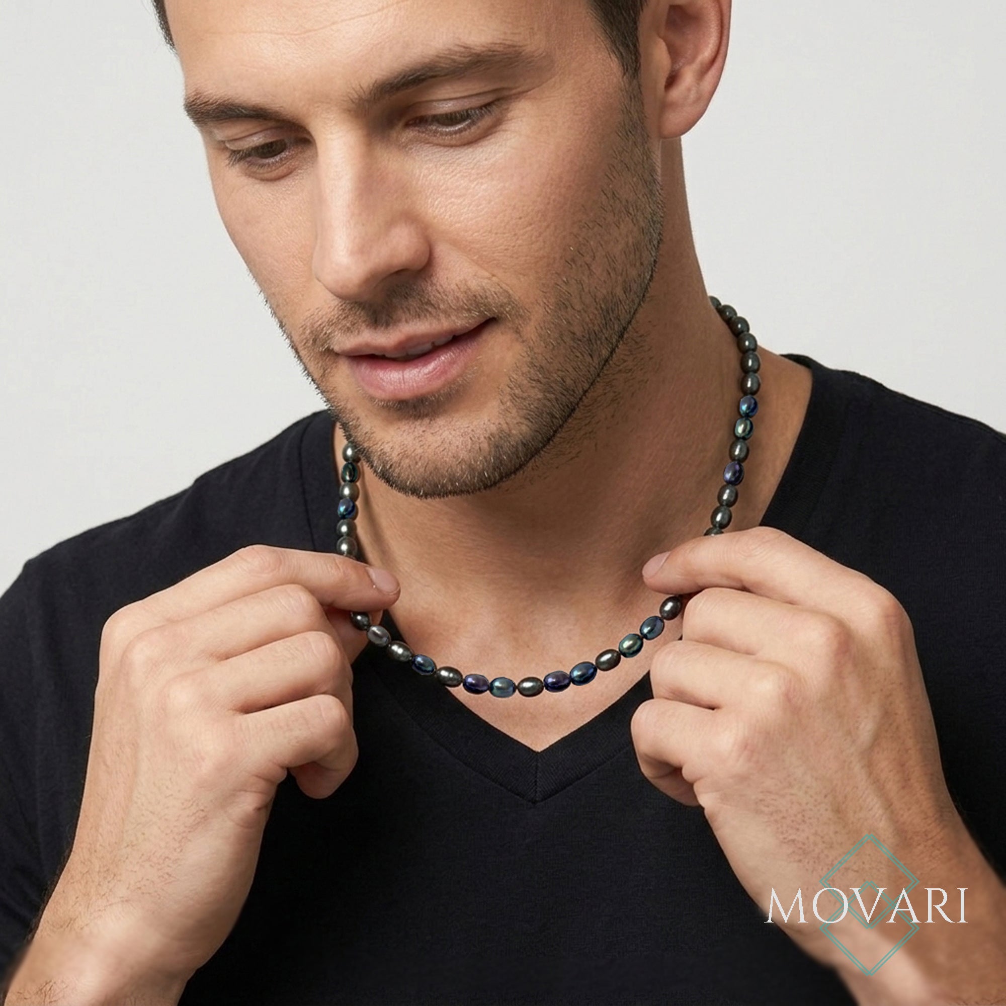 fresh water pearls Pearl Necklace For Men 6mm Peacock Pearls