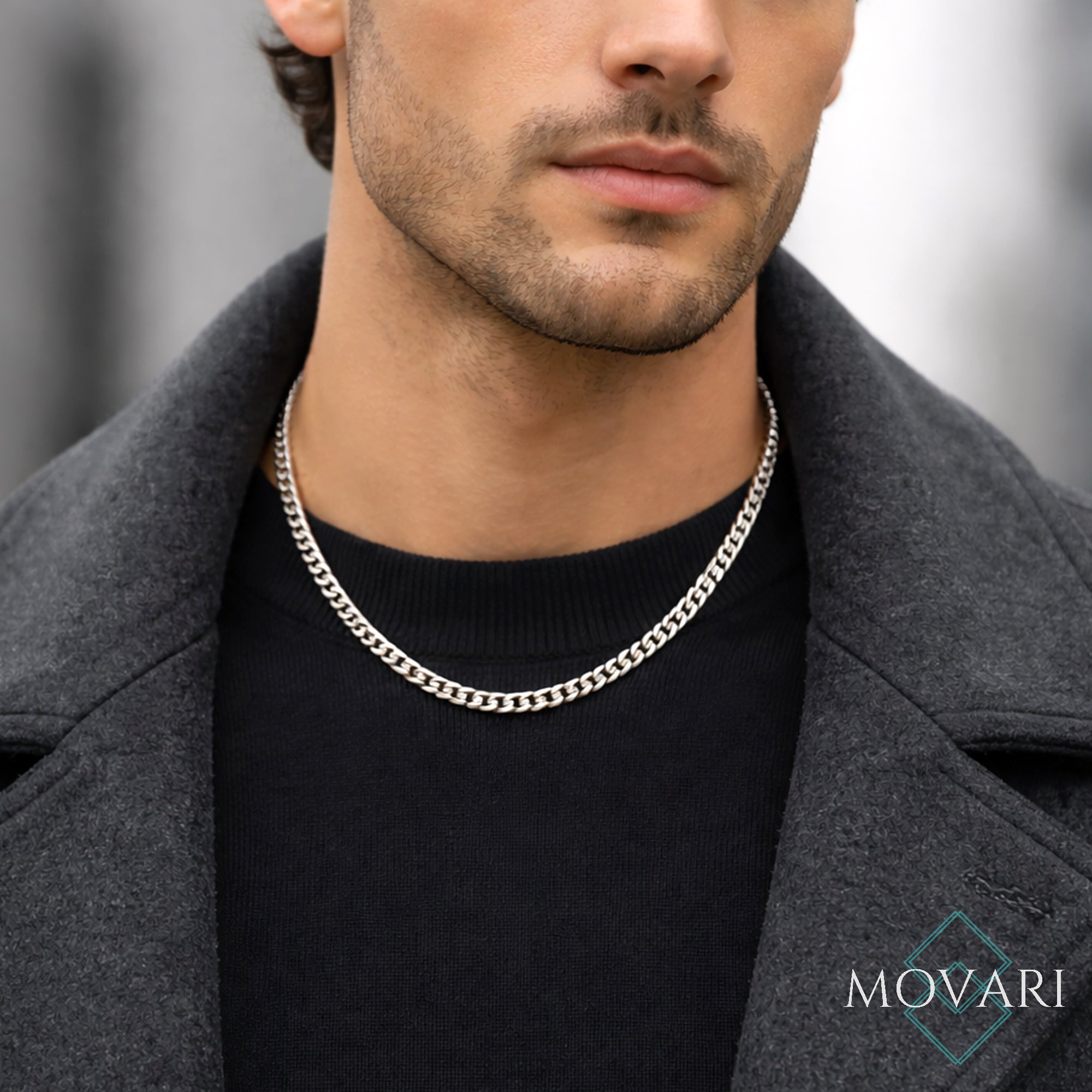 5mm curb chain, men's cuban chain, sterling sliver cuban chain, men's everyday necklace, high quality chain for men, top necklaces for men, high quality Italian sterling silver jewelry