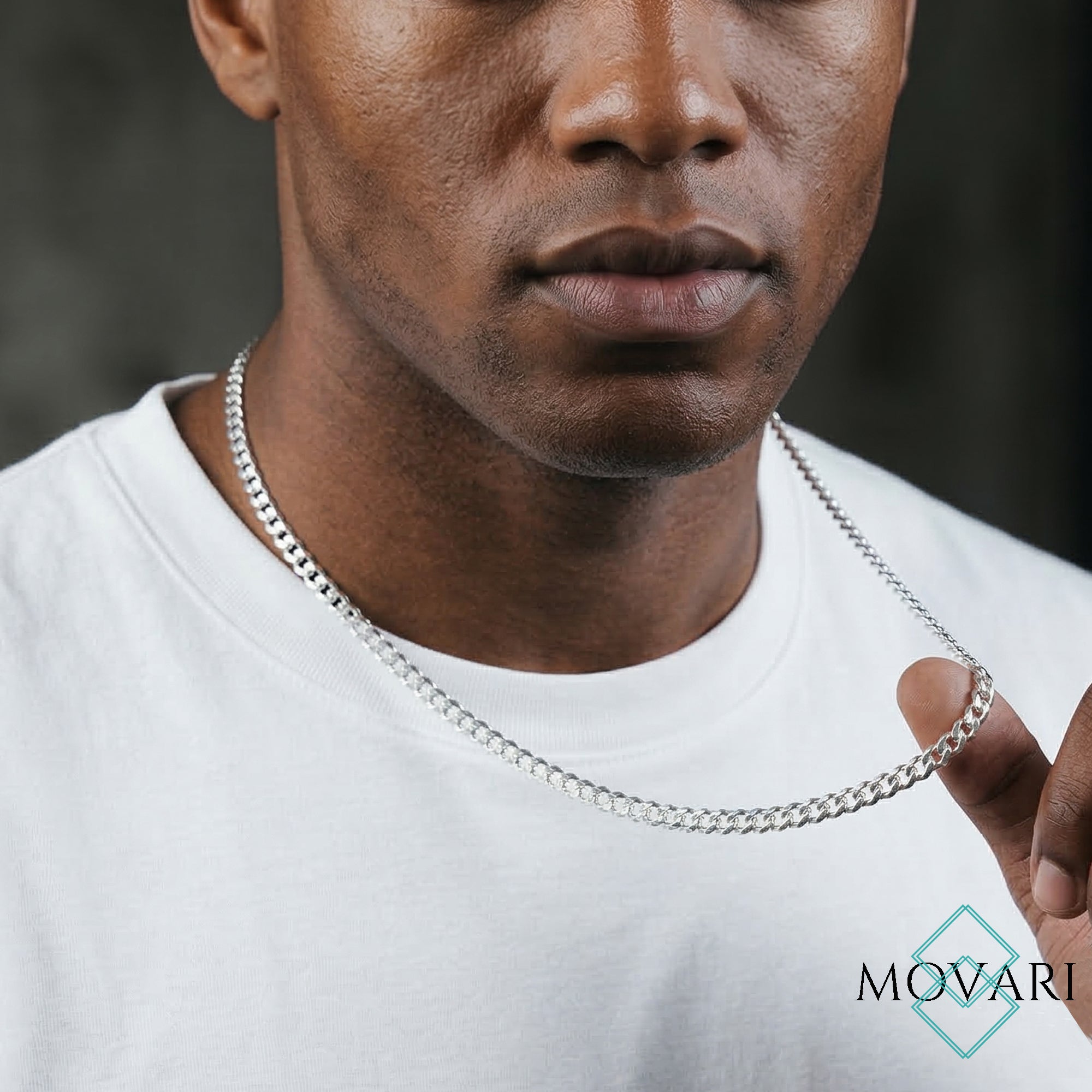 men's classic chain necklace, 5mm curb chain, men's cuban chain, sterling sliver cuban chain, men's everyday necklace, high quality chain for men, top necklaces for men, high quality Italian sterling silver jewelry