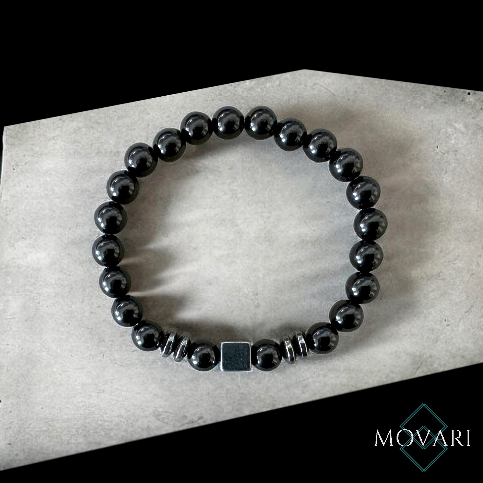 AAAA Obsidian And Hematite Cube bracelet