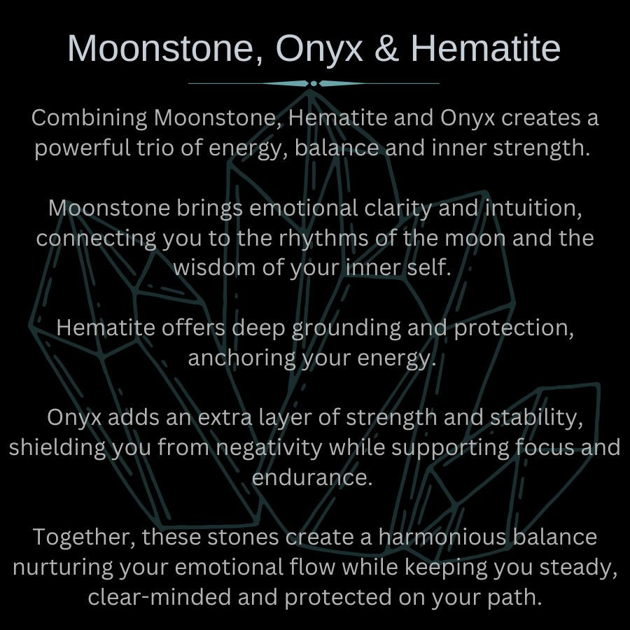 moonstone, onyx and hematite meaning