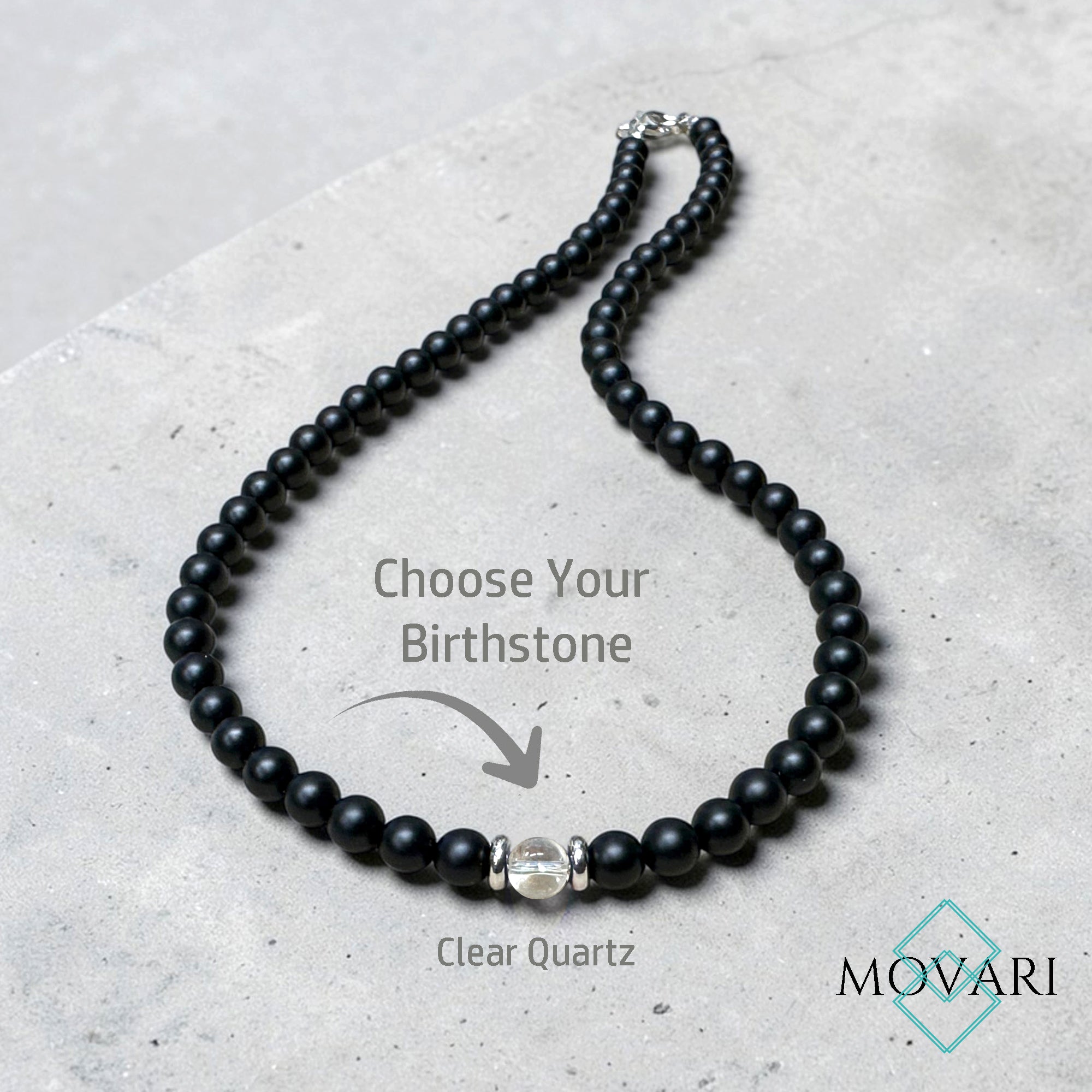 clear quartz birthday necklace 6mm