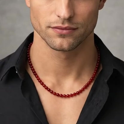 6mm red jade necklace